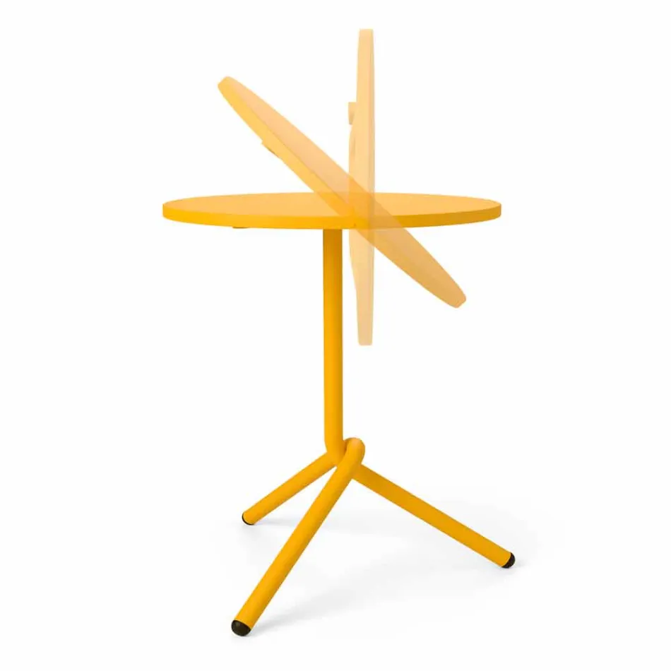 Mesa redonda de metal para exterior e chapa de metal fabricada em Itália - Alberic Viadurini