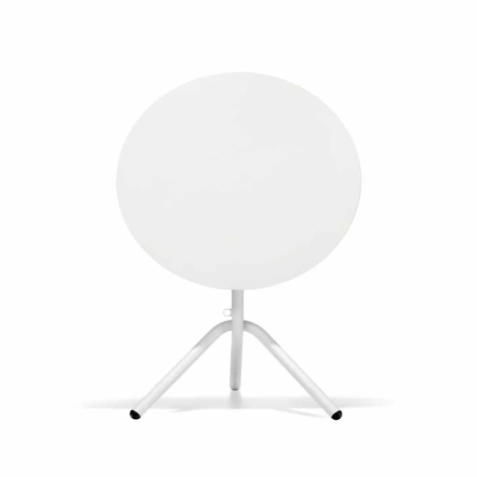 Mesa redonda de metal para exterior e chapa de metal fabricada em Itália - Alberic Viadurini