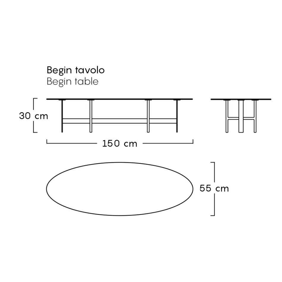 Mesa de centro externa estrutura de aço fabricada na Itália - Begin by Myyour Viadurini