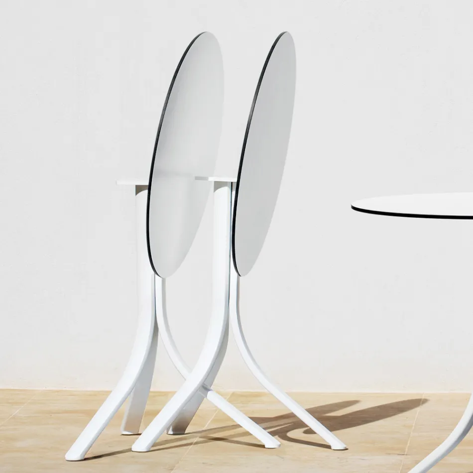 Mesa de centro externa redonda reclinável com 3 pés em alumínio 2 cores - Filomena Viadurini