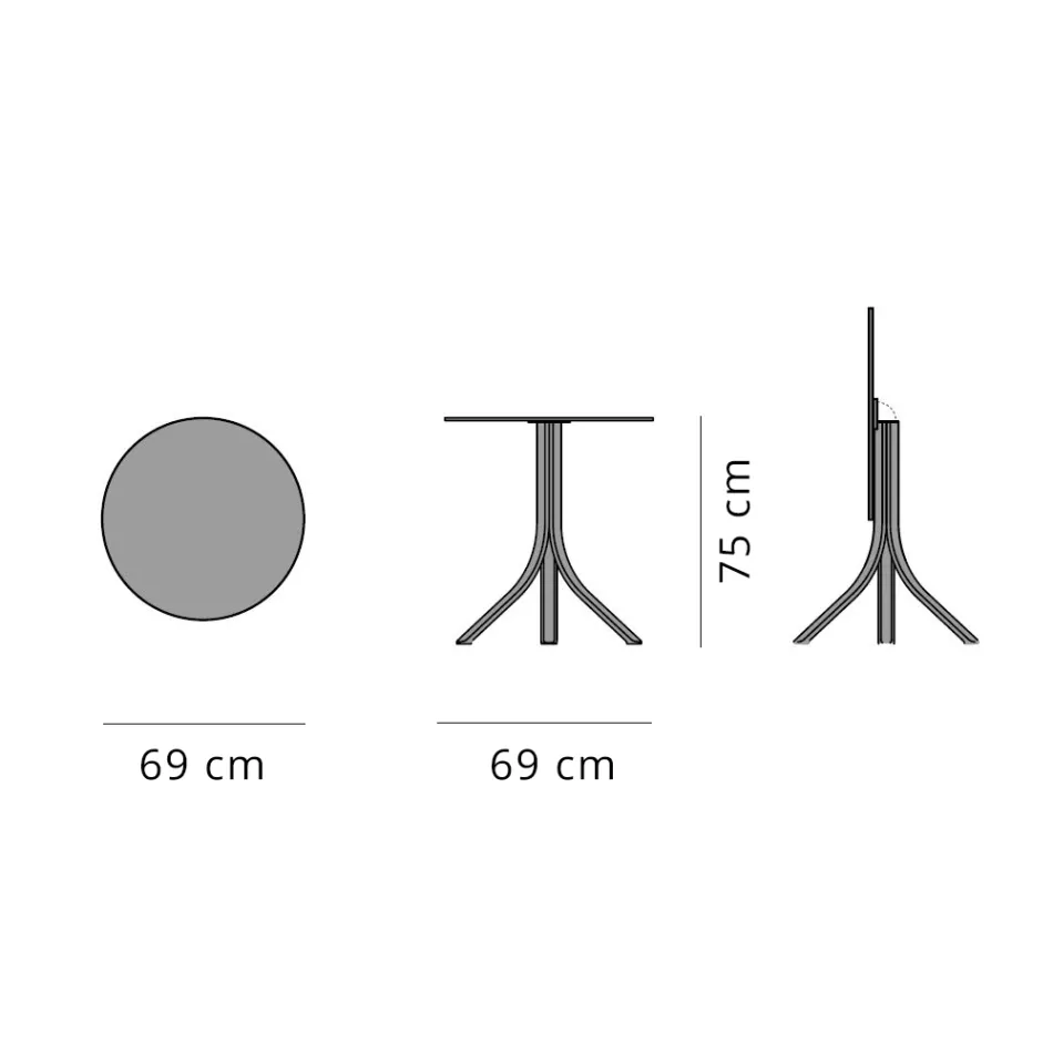 Mesa de centro externa redonda reclinável com 3 pés em alumínio 2 cores - Filomena Viadurini