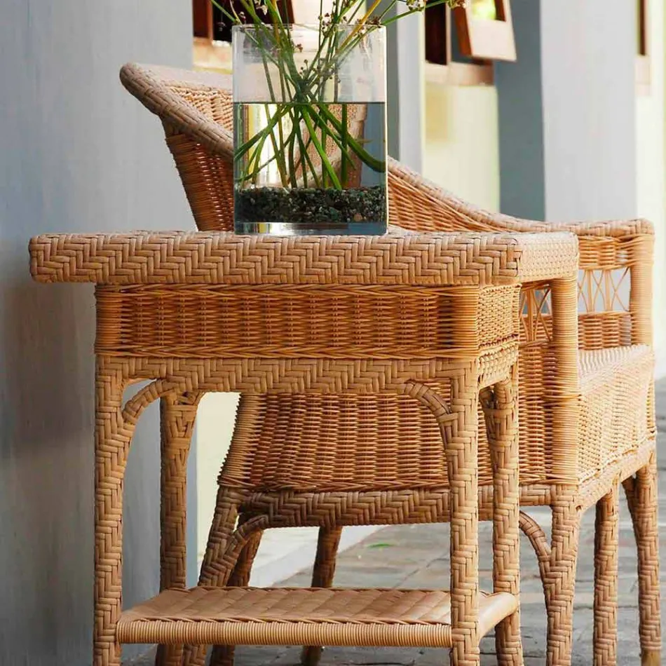 Café Jardim 56x56 cm polietileno tecido à mão Chade Viadurini