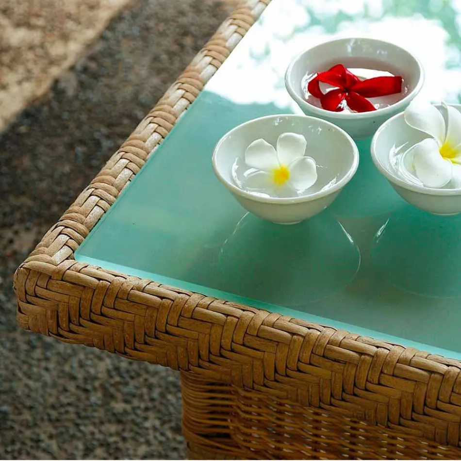 Café Jardim 56x56 cm polietileno tecido à mão Chade Viadurini