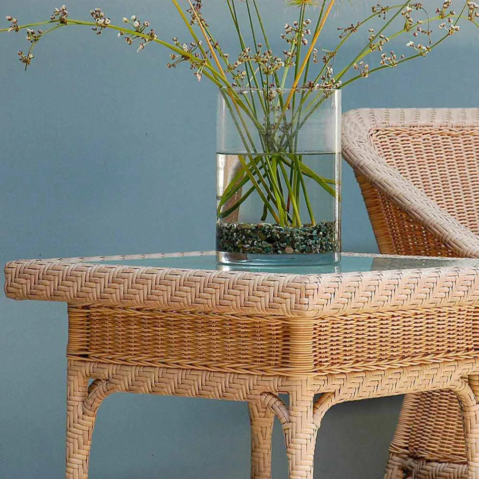 Café Jardim 56x56 cm polietileno tecido à mão Chade Viadurini