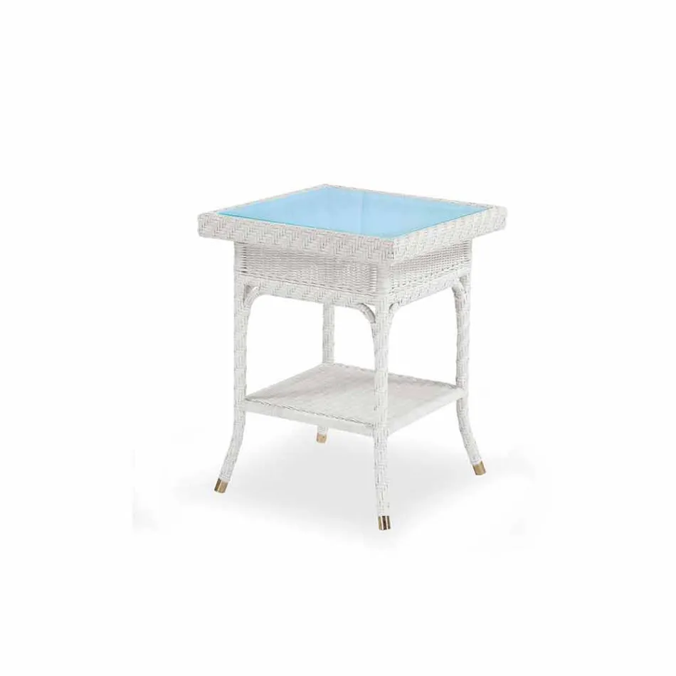 Café Jardim 56x56 cm polietileno tecido à mão Chade Viadurini