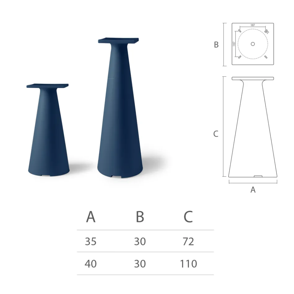 Base de mesa de centro de jardim em polietileno e tampo em HPL Made in Italy - Lucy Viadurini