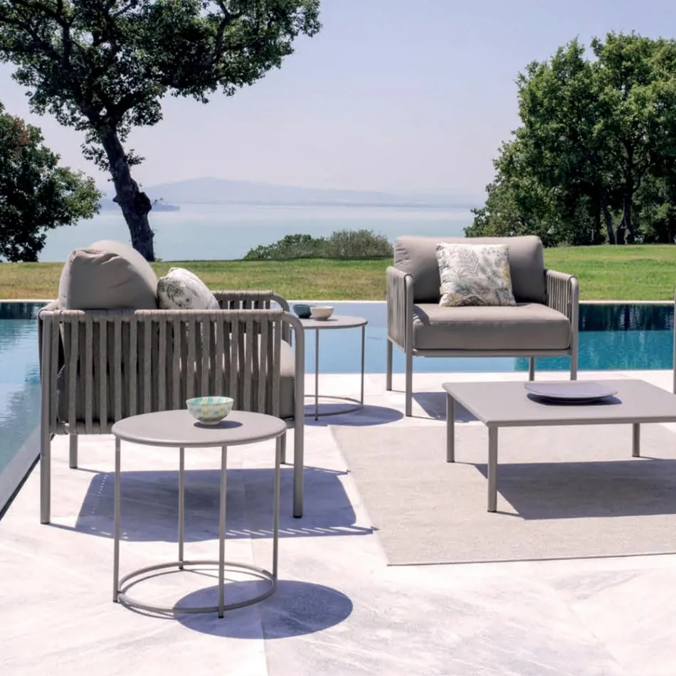 Mesa de centro de jardim em aço galvanizado de vários tamanhos fabricado na Itália - Brienne Viadurini