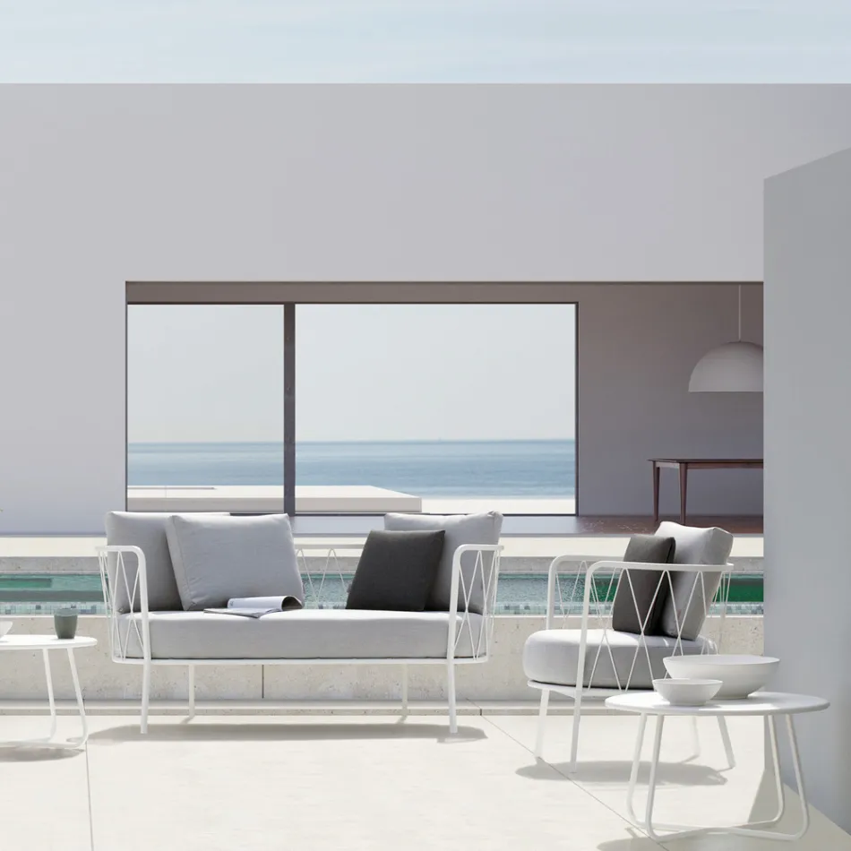 Mesa de centro de jardim em aço galvanizado fabricado na Itália - Brienne Viadurini