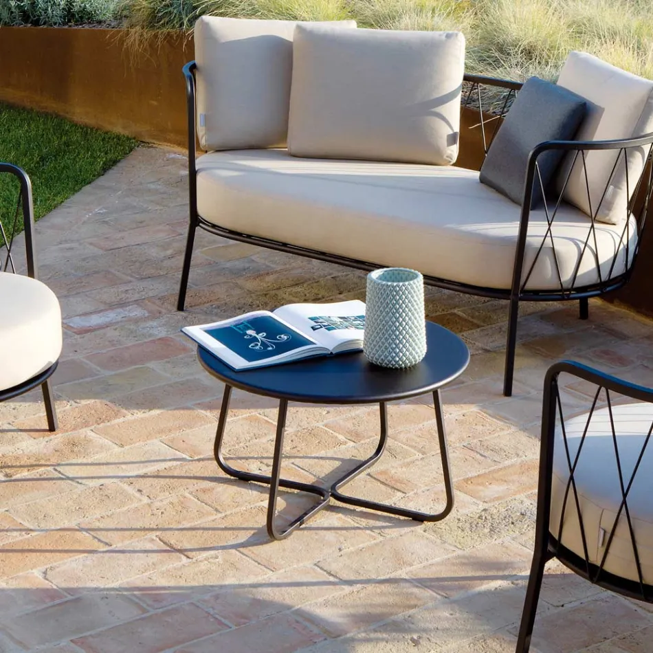 Mesa de centro de jardim em aço galvanizado fabricado na Itália - Brienne Viadurini