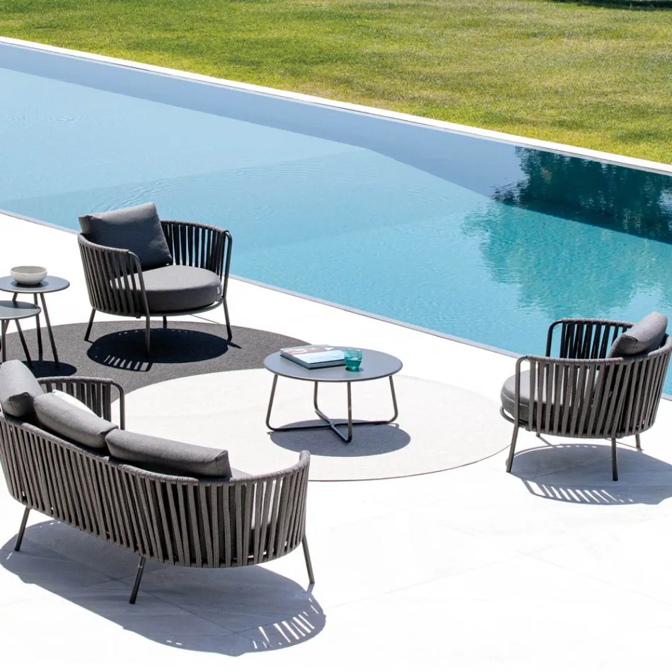 Mesa de centro de jardim em aço galvanizado fabricado na Itália - Brienne Viadurini