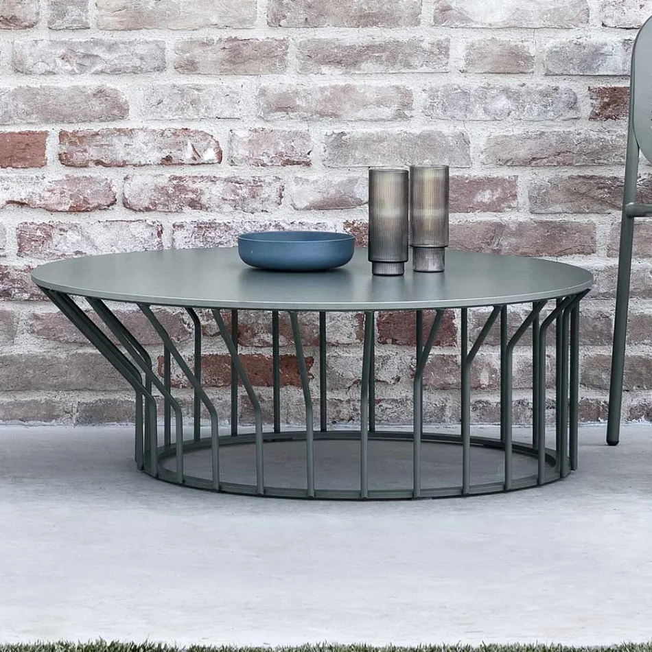 Mesa de centro de jardim em Hpl e metal pintado fabricado na Itália - Guerrino Viadurini
