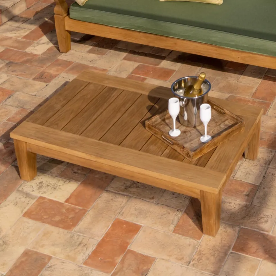 Mesa de centro de jardim em madeira de teca natural - Artes Viadurini