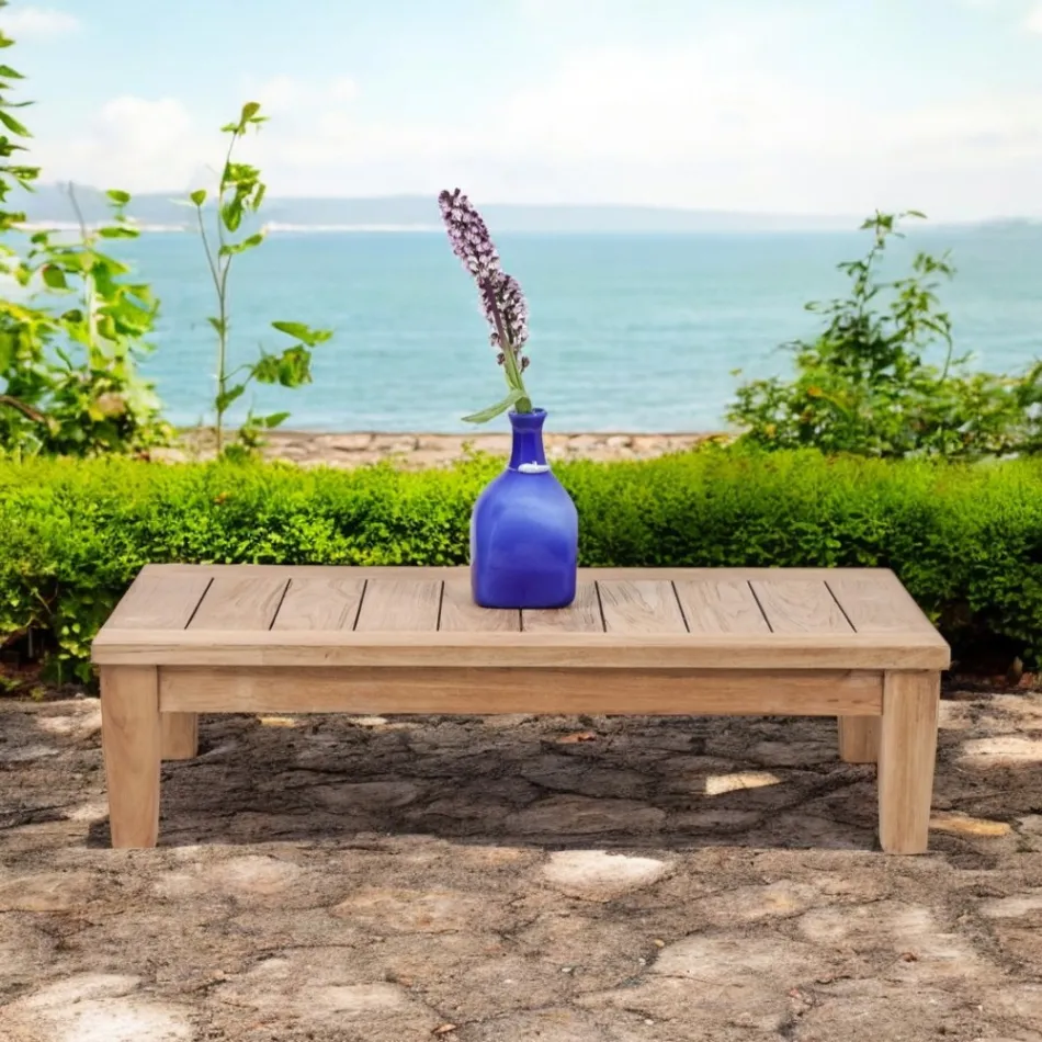 Mesa de centro de jardim em madeira de teca natural - Artes Viadurini