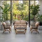 Mesa de centro de jardim em vime natural tecido à mão - Catelyn Viadurini