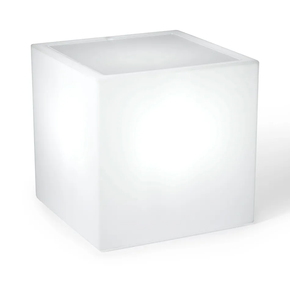 Derti - Mesa de jardim iluminada em polietileno perolado, fabricada na Itália. Viadurini