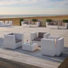 Mesa de Centro Quadrada de Jardim em Polietileno Fabricado na Itália - Macau Viadurini