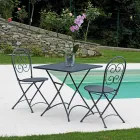 Mesa de centro de jardim quadrada dobrável em ferro cinza antracite - Zoubiba Viadurini