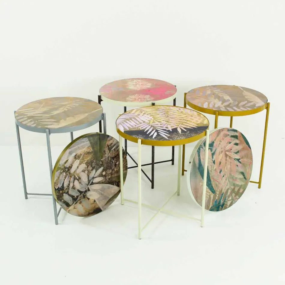 Mesa de centro interna ou externa com estrutura metálica fabricada na Itália - Carim Viadurini