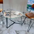 Mesa de centro artesanal em vidro e aço fabricada na Itália - Alicante Viadurini