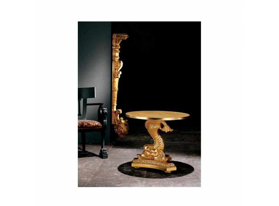 Mesa de centro clássica de madeira maciça esculpida, Ciro Viadurini