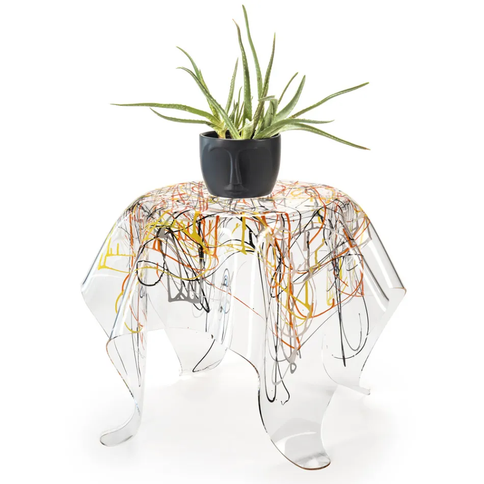 Mesa de centro com tampo e base em Plexiglass Made in Italy - Brento Viadurini