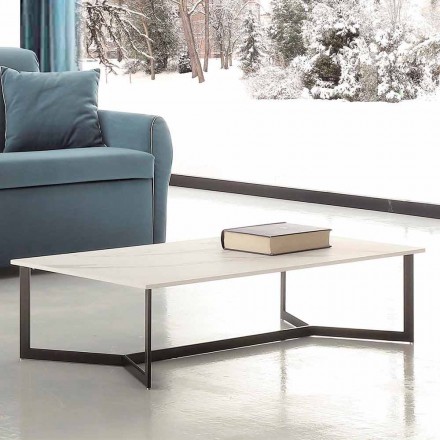 Mesa de centro com efeito de mármore branco Hpl Top Made in Italy - Indio Viadurini