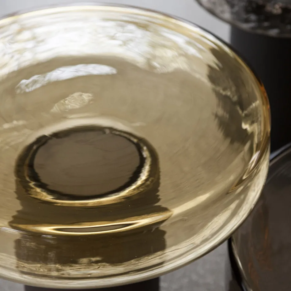 Mesa de Centro com Tampo de Vidro e Base de Metal Made in Italy - Batulla Viadurini