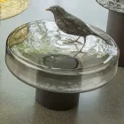 Mesa de centro com tampo de vidro e base de metal Made in Italy - Batulla Viadurini