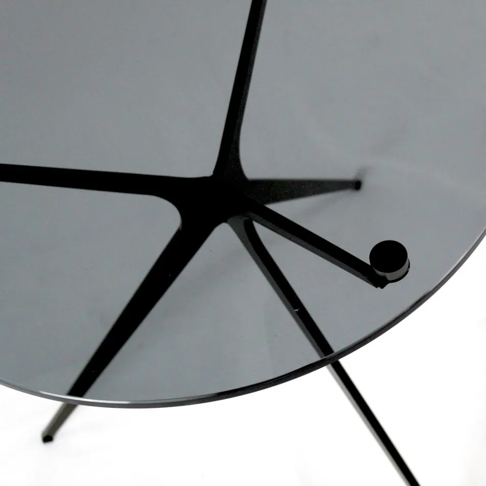 Mesa de centro com tampo redondo de vidro e 3 pés Made in Italy - Siste Viadurini