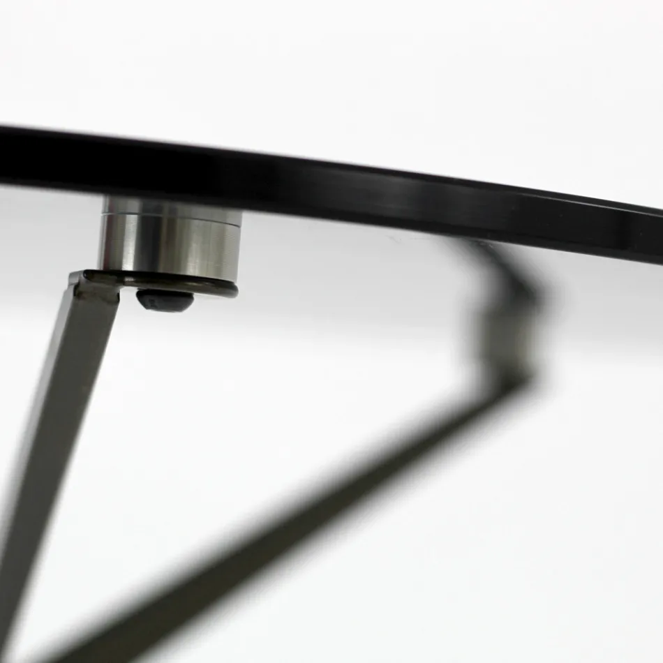 Mesa de centro com tampo redondo de vidro e 3 pés Made in Italy - Siste Viadurini