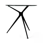 Mesa de centro com tampo redondo de vidro e 3 pés Made in Italy - Siste Viadurini