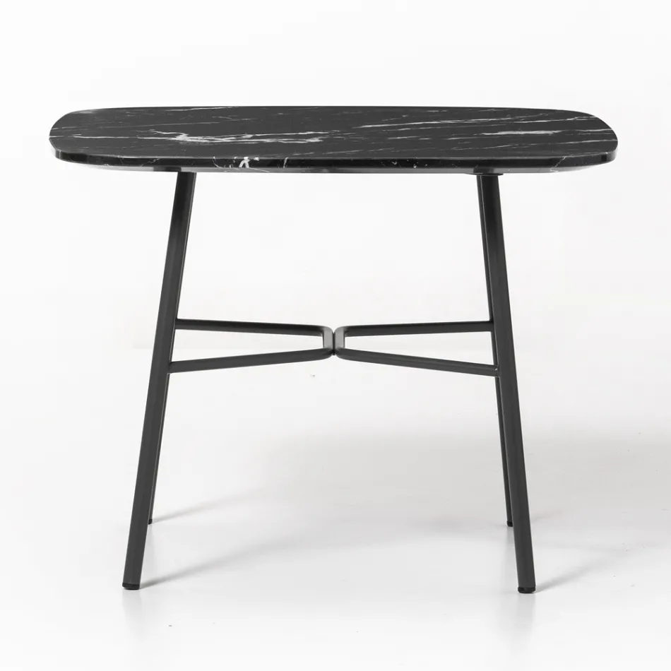 Mesa de centro com tampo quadrado de mármore feito na Itália - Makino Viadurini