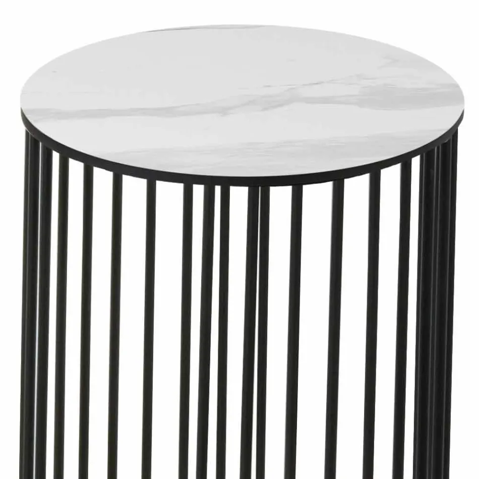 Mesa de centro com tampo redondo de cerâmica Made in Italy - Montebianco Viadurini