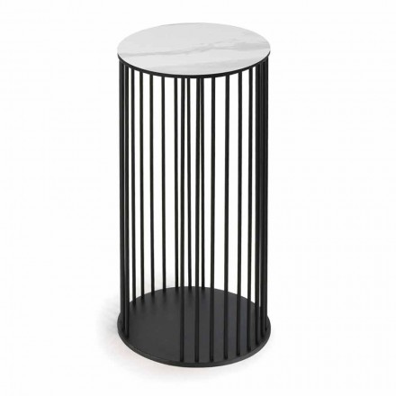 Mesa de centro com tampo redondo de cerâmica Made in Italy - Montebianco Viadurini