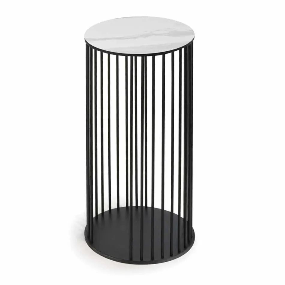 Mesa de centro com tampo redondo de cerâmica Made in Italy - Montebianco Viadurini