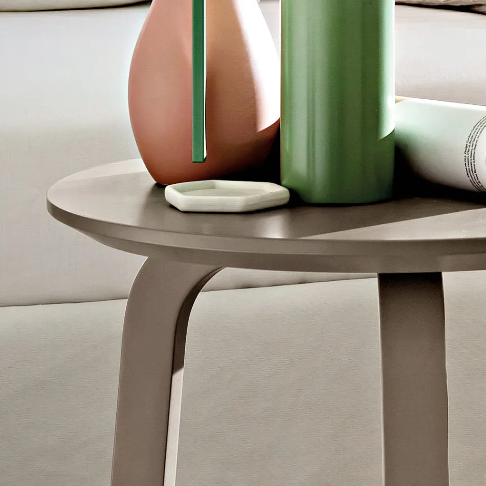 Mesa de centro para sala de estar com tampo redondo em MDF lacado, fabricada em Itália, Precious - Tobiko Viadurini