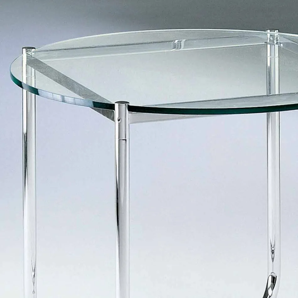 Mesa de centro com tampo de vidro redondo Made in Italy - Costanza Viadurini