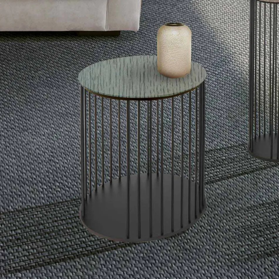 Mesa de centro com tampo redondo de madeira Made in Italy - Montebianco Viadurini