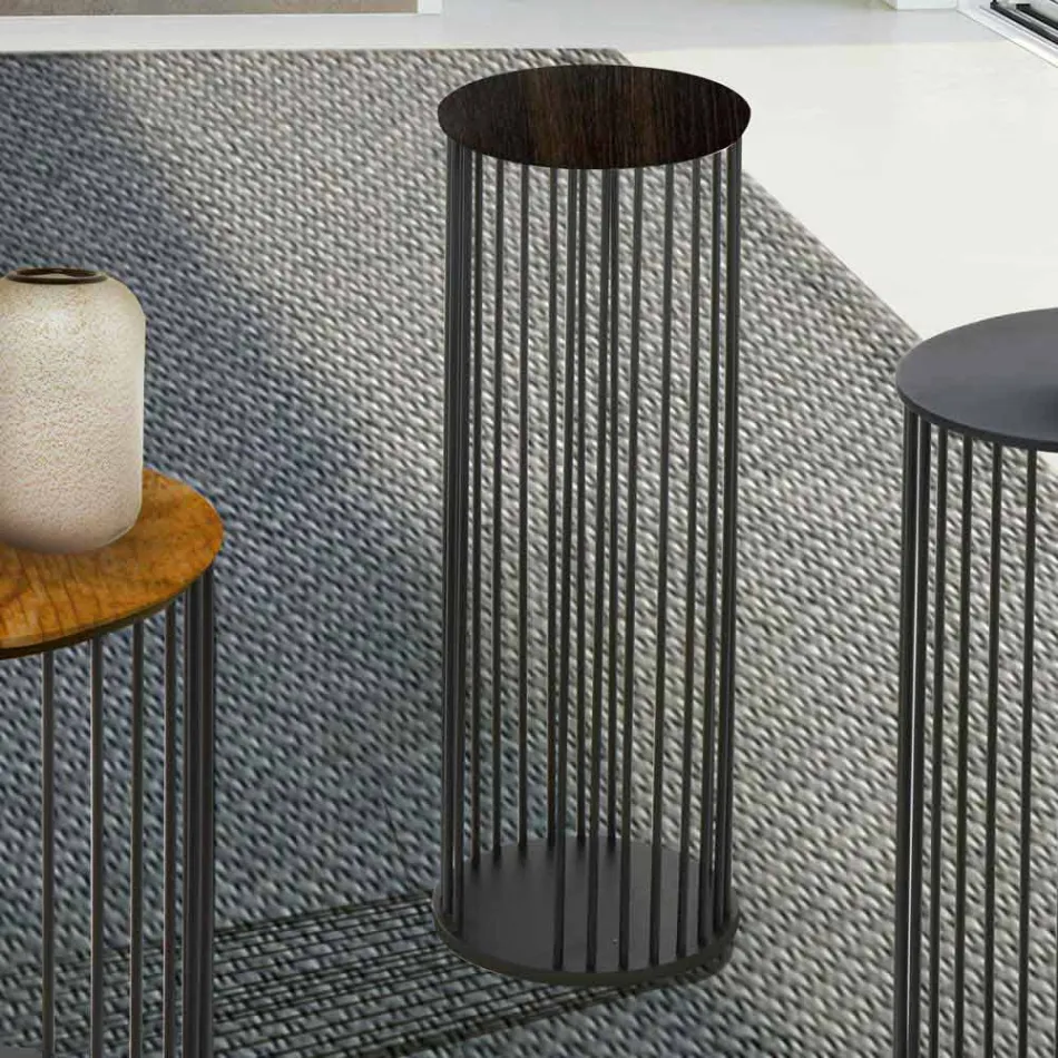 Mesa de centro com tampo redondo de madeira Made in Italy - Montebianco Viadurini