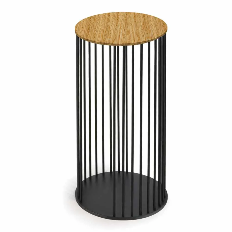 Mesa de centro com tampo redondo de madeira Made in Italy - Montebianco Viadurini