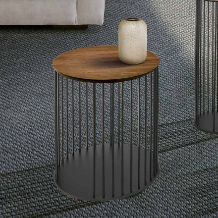 Mesa de centro com tampo redondo de madeira Made in Italy - Montebianco Viadurini