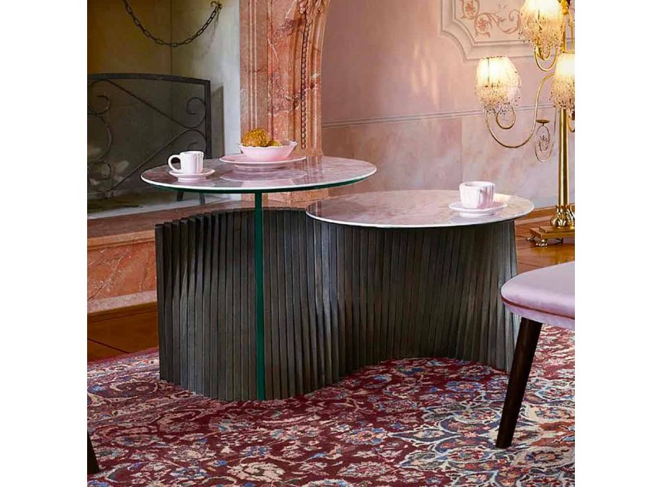 Mesa de centro de design com 2 tampos redondos em Gres Made in Italy - Estocolmo Viadurini