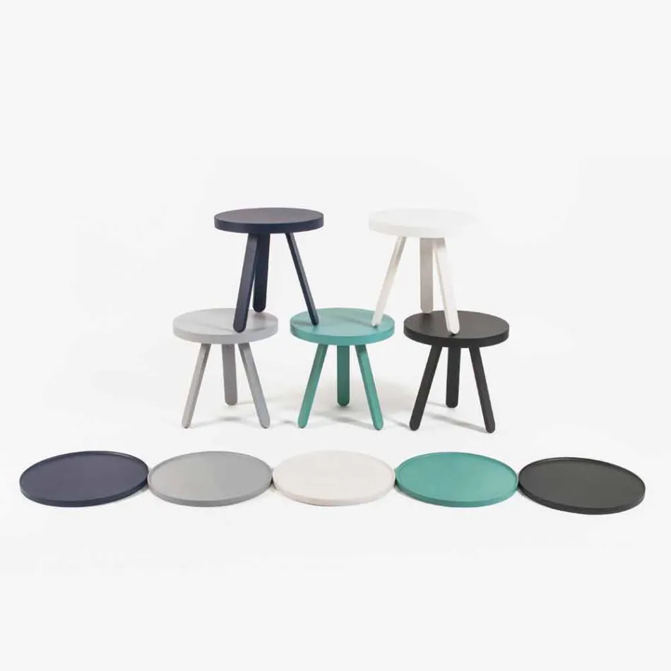 Mesa de centro de design com tampo redondo e pernas de madeira maciça - Salerno Viadurini