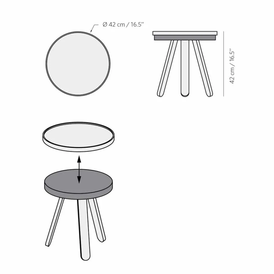 Mesa de centro de design com tampo redondo e pernas de madeira maciça - Salerno Viadurini