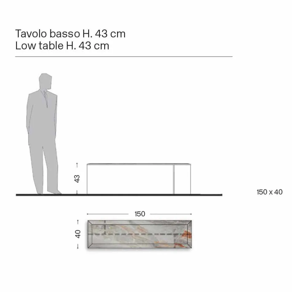 Mesa de Centro Design em Mármore com Base em Vidro Made in Italy - Molino Viadurini