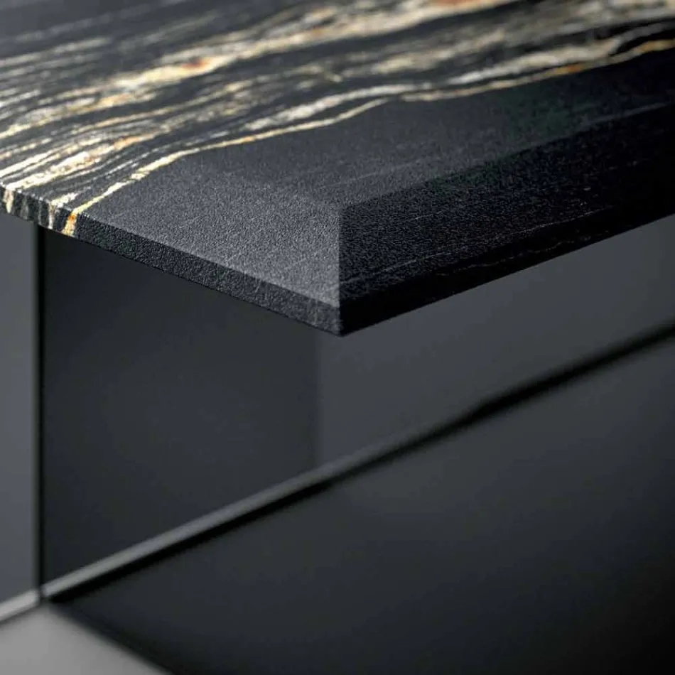 Mesa de Centro Design em Mármore com Base em Vidro Made in Italy - Molino Viadurini