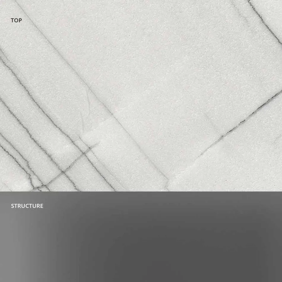 Mesa de Centro Design em Mármore com Base em Vidro Made in Italy - Molino Viadurini