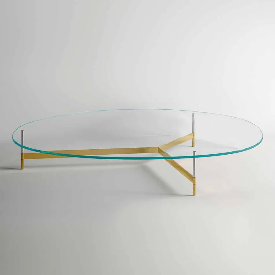 Mesa de Centro Design em Vidro com Base Metálica Made in Italy - Cinci Viadurini