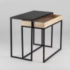 Mesa de centro de aço com bandeja de cinza feita na Itália - renda Viadurini