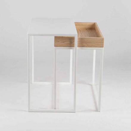 Mesa de centro de aço com bandeja de cinza feita na Itália - renda Viadurini